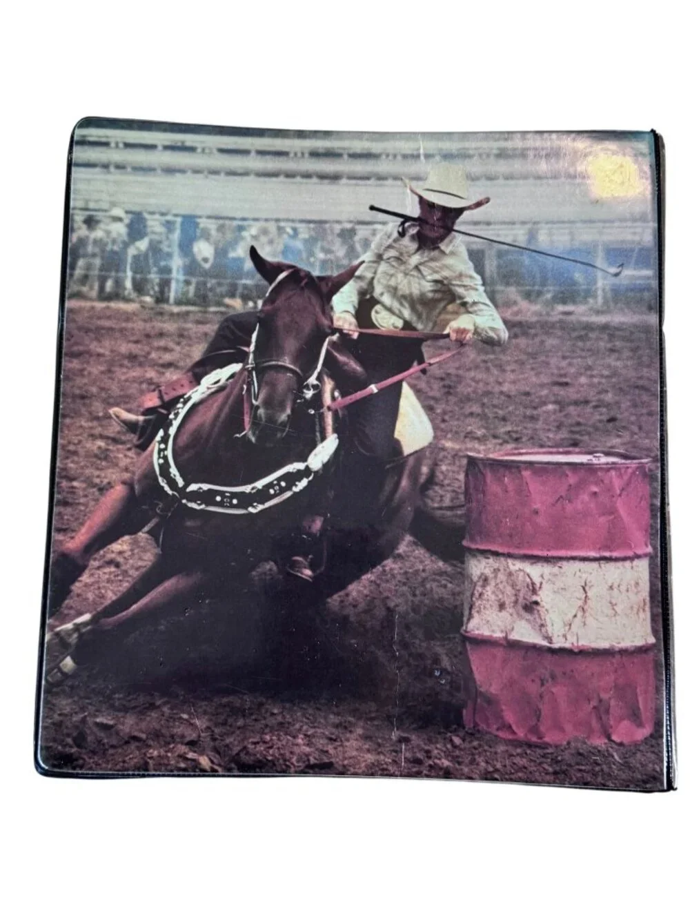 Vintage Aladdin Rodeo 3 Ring Binder Barrel Racing Horse Western Americana 11x10.